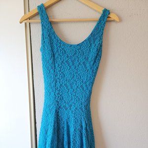 Turquoise Lace Mini Dress